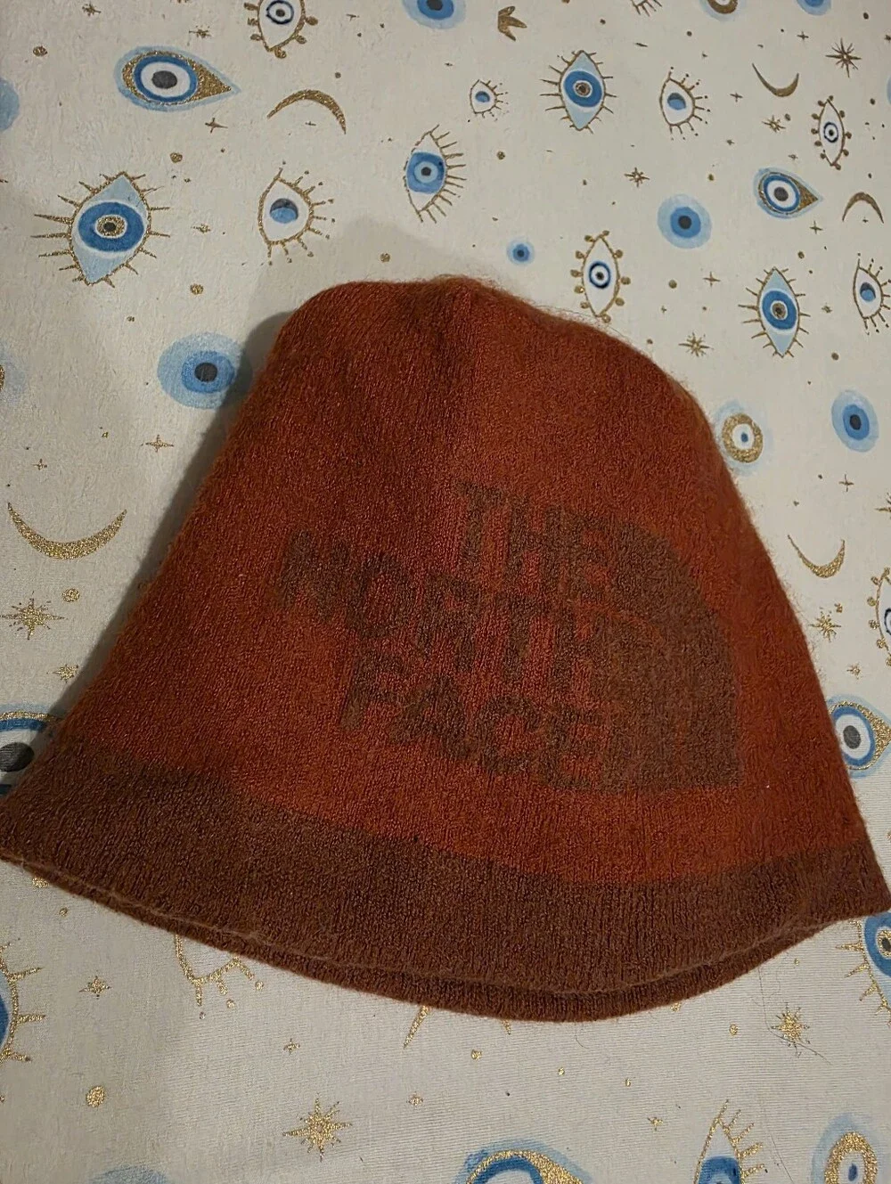 The North Face Rust Orange Knit Beanie with Subtle Logo